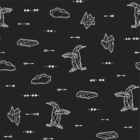 drawn baby - Seamless black and white kids tribal pattern with penguins and arrows. Vector illustration. Stock Photo - Budget Royalty-Free & Subscription, Code: 400-08958446