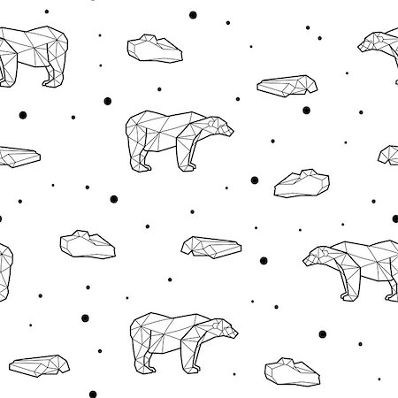 drawn baby - Seamless black and white kids tribal pattern with polar bears and ice floes. Vector illustration. Stock Photo - Budget Royalty-Free & Subscription, Code: 400-08958455