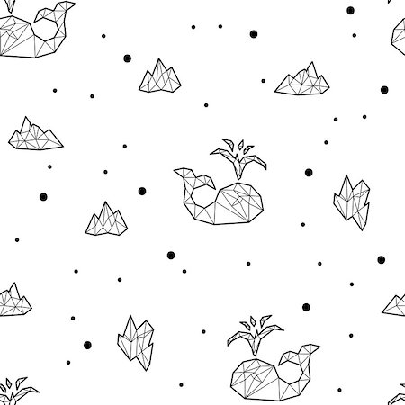 drawn baby - Seamless black and white kids tribal pattern with whales and ice floes. Vector illustration. Stock Photo - Budget Royalty-Free & Subscription, Code: 400-08958457