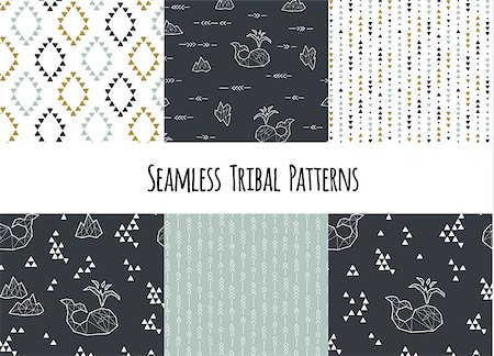 drawn baby - Set of navajo tribal patterns with low poly whales. Vector illustration. Stock Photo - Budget Royalty-Free & Subscription, Code: 400-08958450