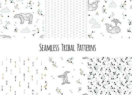 drawn baby - Set of navajo tribal patterns with low poly penguins, polar bears and whales. Vector illustration. Stock Photo - Budget Royalty-Free & Subscription, Code: 400-08958453