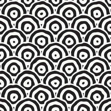 simsearch:400-08403491,k - Rough Line Hand Drawn Circles. Vector Seamless Black and White Pattern. Stylish graphic texture. Foto de stock - Super Valor sin royalties y Suscripción, Código: 400-08958628