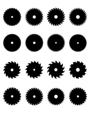 simsearch:400-03909659,k - Black silhouettes of different circular saw blades, vector Stockbilder - Microstock & Abonnement, Bildnummer: 400-08958743