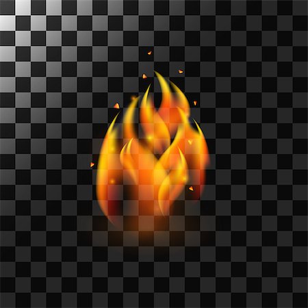 Fire Flame Element. Vector Illustration of Hot Realistic Element over Transparent Background. Stock Photo - Budget Royalty-Free & Subscription, Code: 400-08958785