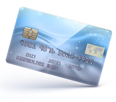 simsearch:400-07032988,k - Vector illustration of detailed glossy blue credit card isolated on white background Stock Photo - Budget Royalty-Free & Subscription, Code: 400-08958877