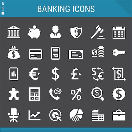 simsearch:400-04702983,k - Modern flat design banking and investment icons collection on gray Stock Photo - Budget Royalty-Free & Subscription, Code: 400-08959085