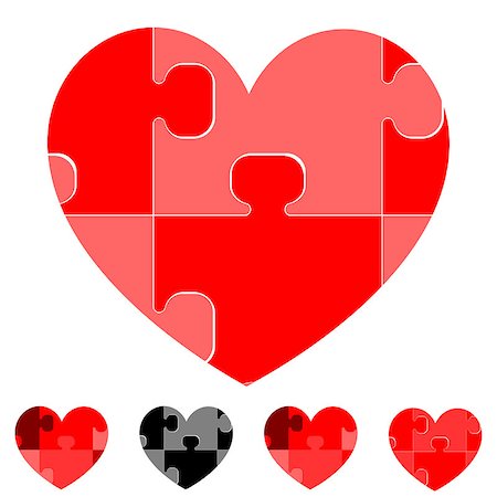 puzzle piece black background - Heart and hearts with red grey black puzzles it is set. Foto de stock - Super Valor sin royalties y Suscripción, Código: 400-08959111