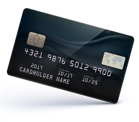 simsearch:400-07032988,k - Vector illustration of detailed glossy black credit card isolated on white background Stock Photo - Budget Royalty-Free & Subscription, Code: 400-08959166