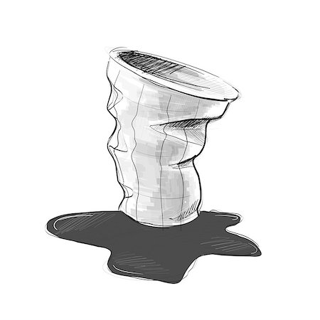 paper cup trash - Hand drawn graphic sketch. Simple vector illustration Stock Photo - Budget Royalty-Free & Subscription, Code: 400-08959364