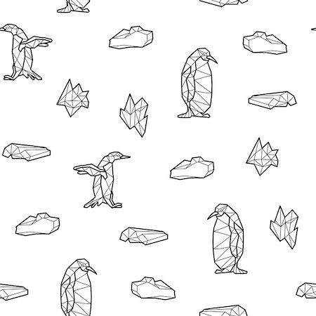 drawn baby - Seamless black and white kids tribal pattern with penguins and ice floes. Vector illustration. Stock Photo - Budget Royalty-Free & Subscription, Code: 400-08959381