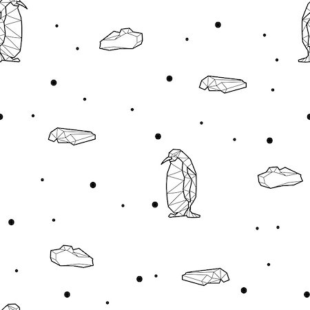drawn baby - Seamless black and white kids tribal pattern with penguins and ice floes. Vector illustration. Stock Photo - Budget Royalty-Free & Subscription, Code: 400-08959382