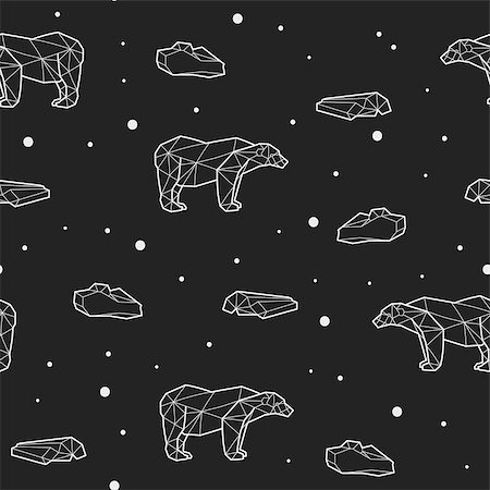 drawn baby - Seamless black and white kids tribal pattern with polar bears and ice floes. Vector illustration. Stock Photo - Budget Royalty-Free & Subscription, Code: 400-08959395