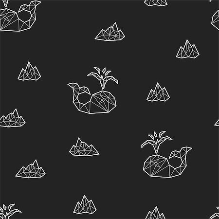 drawn baby - Seamless black and white kids tribal pattern with whales and low-poly crystals. Vector illustration. Stock Photo - Budget Royalty-Free & Subscription, Code: 400-08959407