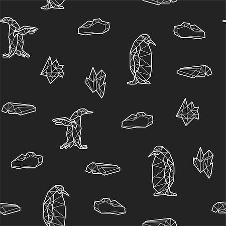 drawn baby - Seamless black and white kids tribal pattern with penguins and ice floes. Vector illustration. Stock Photo - Budget Royalty-Free & Subscription, Code: 400-08959400
