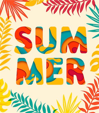 party banner - Summer card with tropical leaves on background. Vector illustration. Stock Photo - Budget Royalty-Free & Subscription, Code: 400-08959540