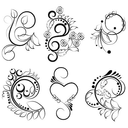 phantom1311 (artist) - ornamental design elements on a white background Stock Photo - Budget Royalty-Free & Subscription, Code: 400-08959792
