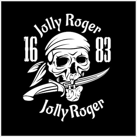 simsearch:400-09046433,k - Pirates Jolly Roger symbol. Vector poster of skull with pirate eye patch, crossed bones and swords or sabers. Black flag for entertainment party decor, alcohol drink bar or pub emblem or sign on black Foto de stock - Super Valor sin royalties y Suscripción, Código: 400-08959905