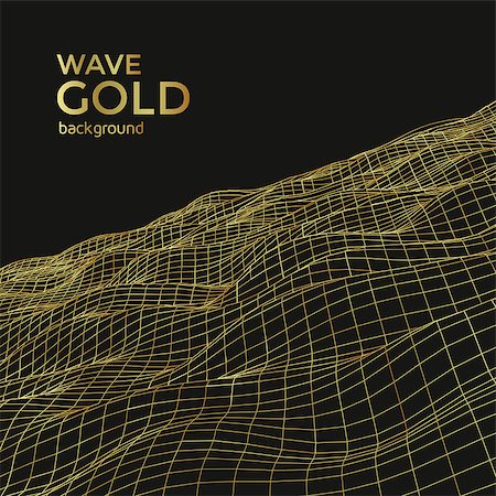 deniskolt (artist) - Wireframe gold wave layout background. Vector illustration Stock Photo - Budget Royalty-Free & Subscription, Code: 400-08964240