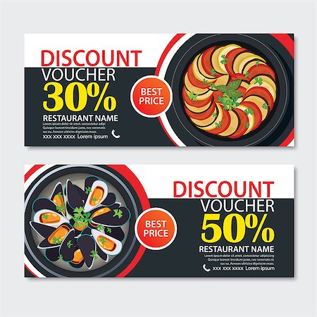 simsearch:400-08192842,k - Discount voucher french food template design. Set of ratatouille, musssels Foto de stock - Super Valor sin royalties y Suscripción, Código: 400-08964303