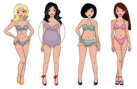 Vector illustration of types of female figure Stock Photo - Budget Royalty-Free & Subscription, Code: 400-08964329