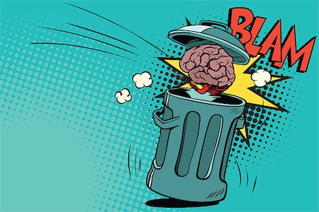 simsearch:400-09096087,k - human brain is thrown in the trash. Comic book cartoon pop art retro color vector illustration hand drawn Stock Photo - Budget Royalty-Free & Subscription, Code: 400-08964320