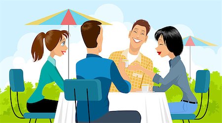 fast food city - Vector illustration of a of a group of people in cafe Stock Photo - Budget Royalty-Free & Subscription, Code: 400-08964342