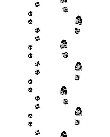 footprints on a path vector - Prints of shoes and paws of dog, seamless vector wallpaper Stock Photo - Budget Royalty-Free & Subscription, Code: 400-08964402