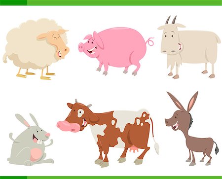 simsearch:400-09050259,k - Cartoon Illustration of Farm Animal Characters Set Foto de stock - Royalty-Free Super Valor e Assinatura, Número: 400-08964504
