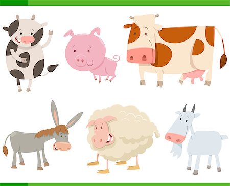 simsearch:400-09050259,k - Cartoon Illustration of Cute Farm Animal Characters Collection Foto de stock - Royalty-Free Super Valor e Assinatura, Número: 400-08964505
