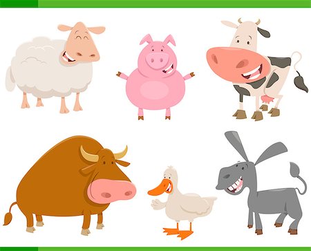 simsearch:400-09050259,k - Cartoon Illustration of Cute Farm Animal Characters Collection Foto de stock - Royalty-Free Super Valor e Assinatura, Número: 400-08964506