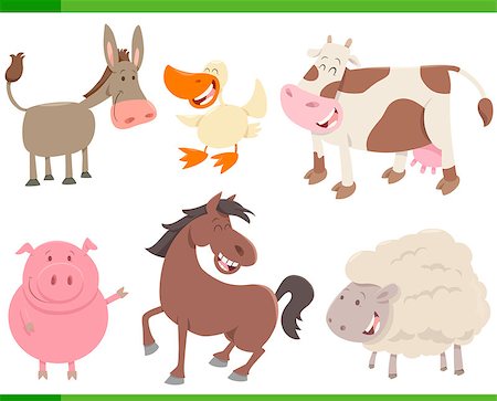 simsearch:400-09050259,k - Cartoon Illustration of Cute Farm Animal Characters Collection Foto de stock - Royalty-Free Super Valor e Assinatura, Número: 400-08964507