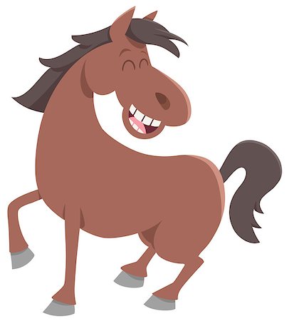 simsearch:400-09050259,k - Cartoon Illustration of Happy Horse Farm Animal Character Foto de stock - Royalty-Free Super Valor e Assinatura, Número: 400-08964500