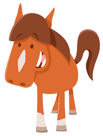 simsearch:400-09050259,k - Cartoon Illustration of Happy Horse Farm Animal Character Foto de stock - Royalty-Free Super Valor e Assinatura, Número: 400-08964502