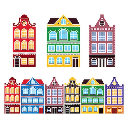 Old traditional Dutch houses, town or city buildings in Netherlands design Stock Photo - Budget Royalty-Free & Subscription, Code: 400-08964541