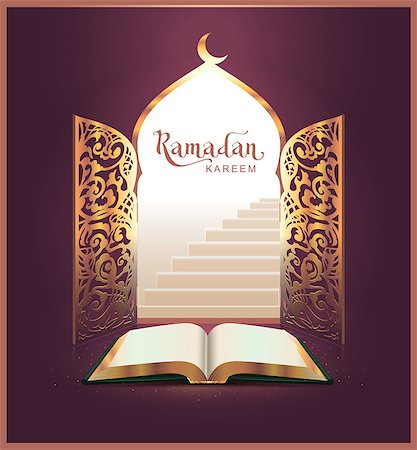 ramadan - Ramadan Kareem lettering text and open book, door. Vector illustration Stock Photo - Budget Royalty-Free & Subscription, Code: 400-08964696