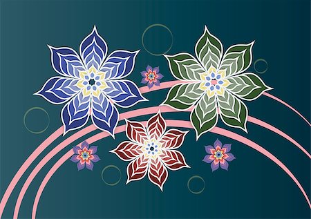 stokkoval (artist) - Large beautiful flowers on a background of pink ribbons. Vector illustration Foto de stock - Super Valor sin royalties y Suscripción, Código: 400-08964723