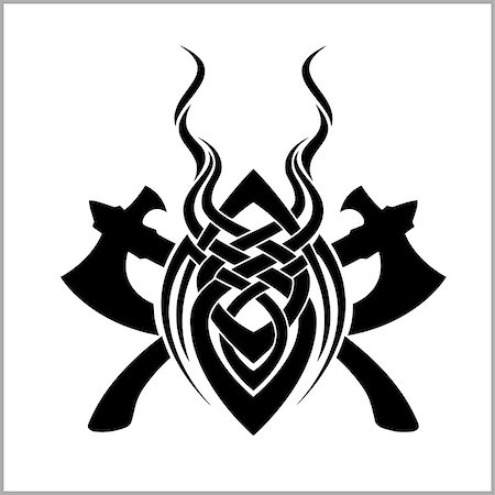 dclipart (artist) - Viking Warrior Emblem - vector illustration isolated on white Fotografie stock - Microstock e Abbonamento, Codice: 400-08964813