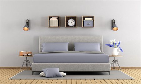 simsearch:400-07796866,k - Minimalist gray and lilac master bedroom - 3d rendering Stock Photo - Budget Royalty-Free & Subscription, Code: 400-08964829