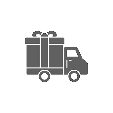 Truck delivey gift box icon on white background Stock Photo - Budget Royalty-Free & Subscription, Code: 400-08964822