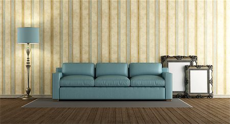 simsearch:400-06700985,k - Living room in classic style with blue sofa - 3d rendering Stock Photo - Budget Royalty-Free & Subscription, Code: 400-08964835