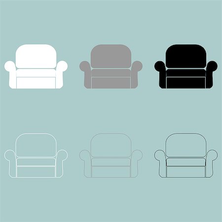 Armchair or easy chair icon set. Stock Photo - Budget Royalty-Free & Subscription, Code: 400-08964846