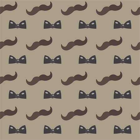 Mustache, Bow tie seamless patterns. Father s Day holiday concept repeating texture, endless background. Vector illustration Stock Photo - Budget Royalty-Free & Subscription, Code: 400-08965003