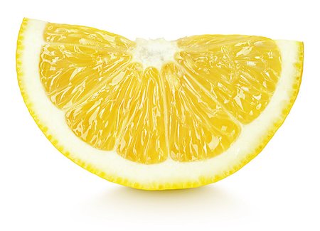 simsearch:400-08900179,k - Ripe wedge of yellow lemon citrus fruit isolated on white background with clipping path Photographie de stock - Aubaine LD & Abonnement, Code: 400-08965052
