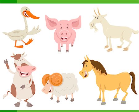 simsearch:400-09050259,k - Cartoon Illustration of Cute Farm Animal Characters Set Foto de stock - Royalty-Free Super Valor e Assinatura, Número: 400-08965094