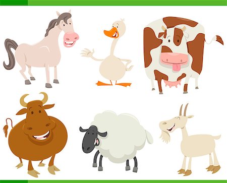 simsearch:400-09050259,k - Cartoon Illustration of Farm Animal Characters Set Foto de stock - Royalty-Free Super Valor e Assinatura, Número: 400-08965093