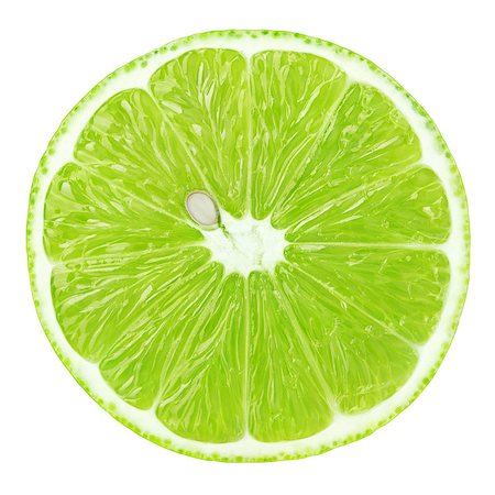 simsearch:400-08967896,k - Top view of green slice lime citrus fruit isolated on white background Photographie de stock - Aubaine LD & Abonnement, Code: 400-08965161