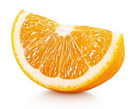 simsearch:400-08967896,k - Ripe slice of orange citrus fruit isolated on white background with clipping path Photographie de stock - Aubaine LD & Abonnement, Code: 400-08965197
