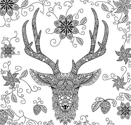 deer sign - Vector illustration of a black dear pattern Stock Photo - Budget Royalty-Free & Subscription, Code: 400-08965244