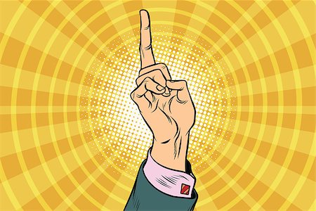 first finger up icon - index finger up. Business concept. Pop art retro vector illustration Stock Photo - Budget Royalty-Free & Subscription, Code: 400-08965305