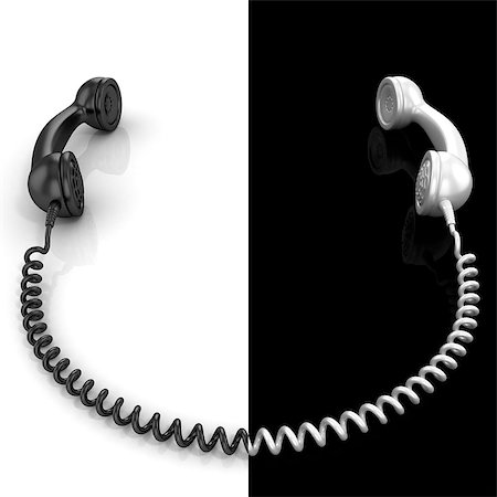 simsearch:400-06700777,k - Black and white phone handset 3D render illustration isolated on white background Foto de stock - Super Valor sin royalties y Suscripción, Código: 400-08965556